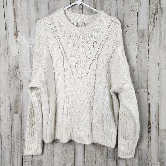 A New Day Cable Knit Sweater White Size Medium - Picture 1 of 9
